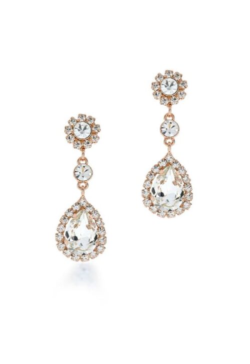 Snapdragon Earrings Rhinestone drop earrings available in gold, silver or rose gold at Love it at Stella's Bridal in Westminster, MD