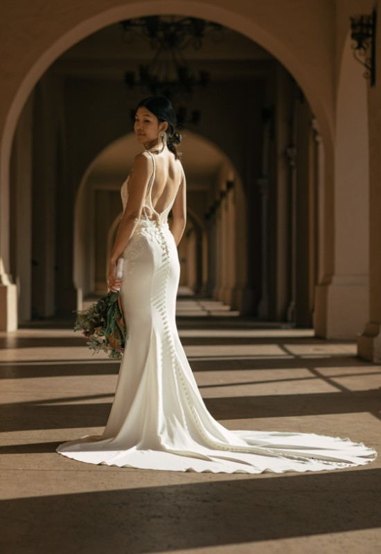 Stella York Style 7531 fitted crepe wedding dress at Love it at Stellas Bridal Shop in Westminster MD