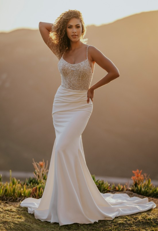 Allure Bridals A1169 Beaded Crepe wedding dress at Love it at Stellas Bridal Shop in Westminster MD