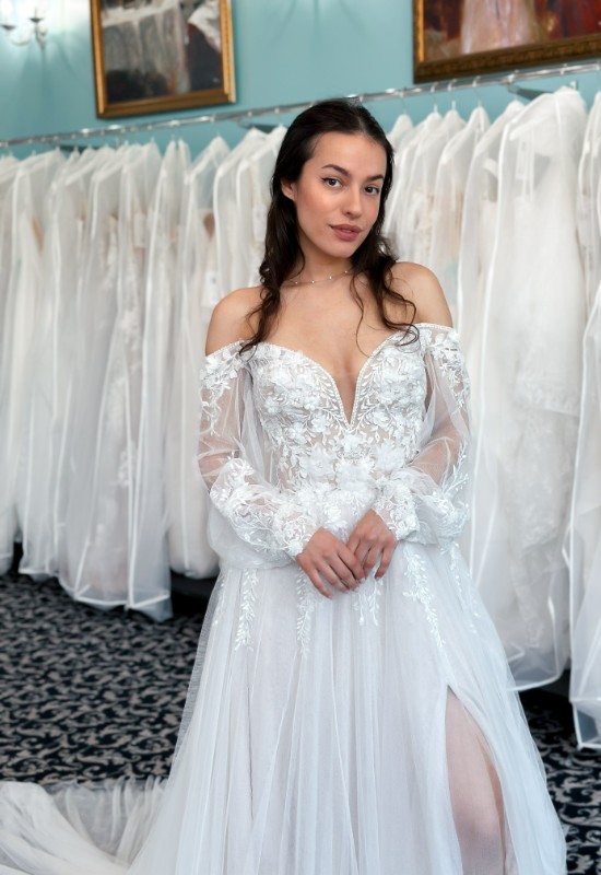 Stellas Exclusive Wedding Dress at Love it at Stella's Bridal shop in westminster MD.