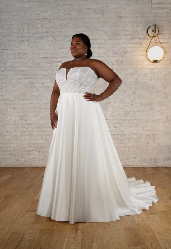 Stella York 7788 Plus Size Satin Ballgown at love it at stellas bridal in westminster md
