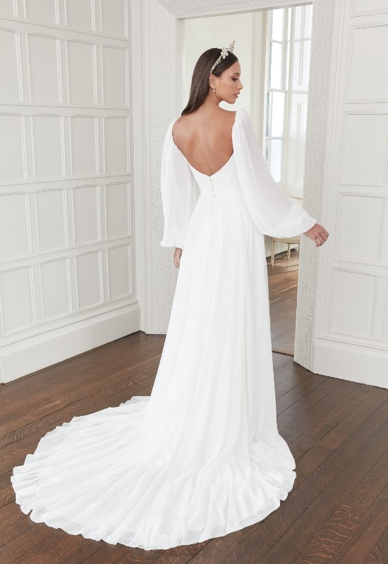 Sincerity Bridals 44360 Long sleeve chiffon wedding dress at love it at stellas bridal in westminster MD