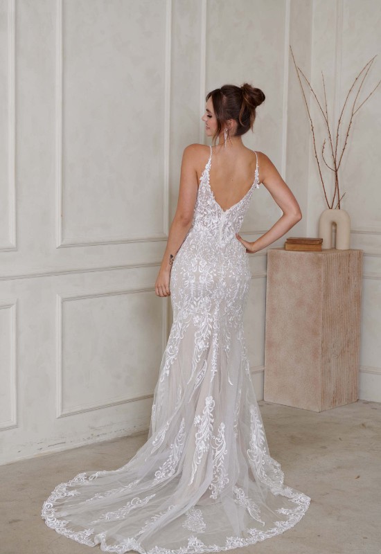 Serene by Madi Lane Nico fitted lace wedding dress at love it at stella's bridal in westminster MD