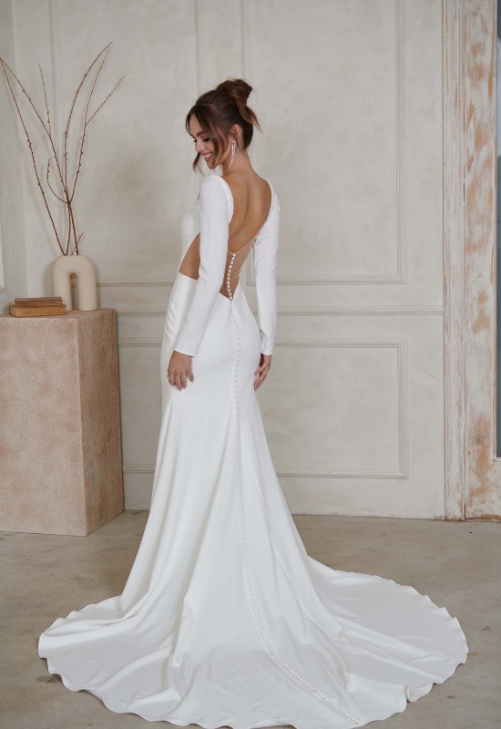 Serene by Madi Lane North fitted clean wedding dress at love it at stella's bridal in westminster MD