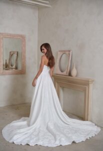 Greer - Stella's Bridal Madi Lane Bridal Greer Brocade Corset style dress at love it at stellas bridal shop in westminster MD