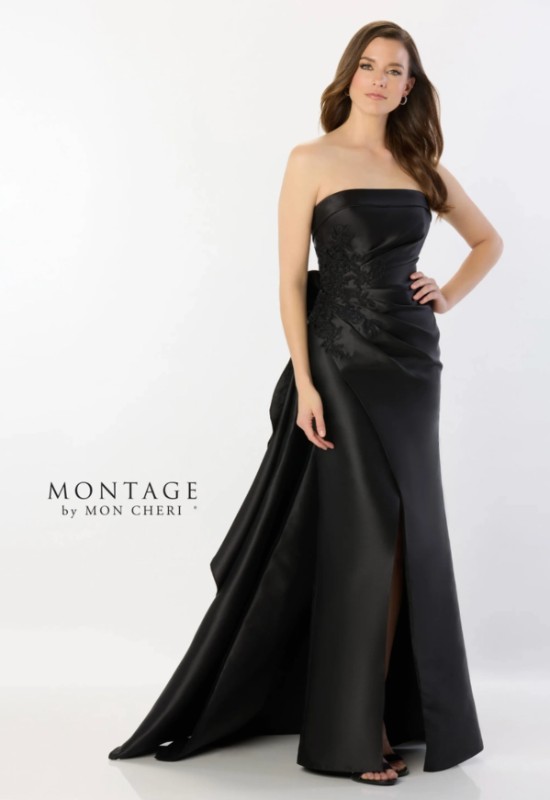Mon Cheri Montage M2235 Mother of the Bride Groom Formalwear dress with detachable train at love it at stellas bridal shop in westminster MD