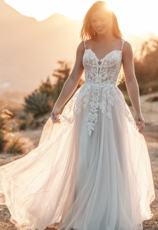 Allure Bridals R3710 Flowy Floral Wedding Dress with Lace Details at Love it at Stellas Bridal Shop in Westminster MD