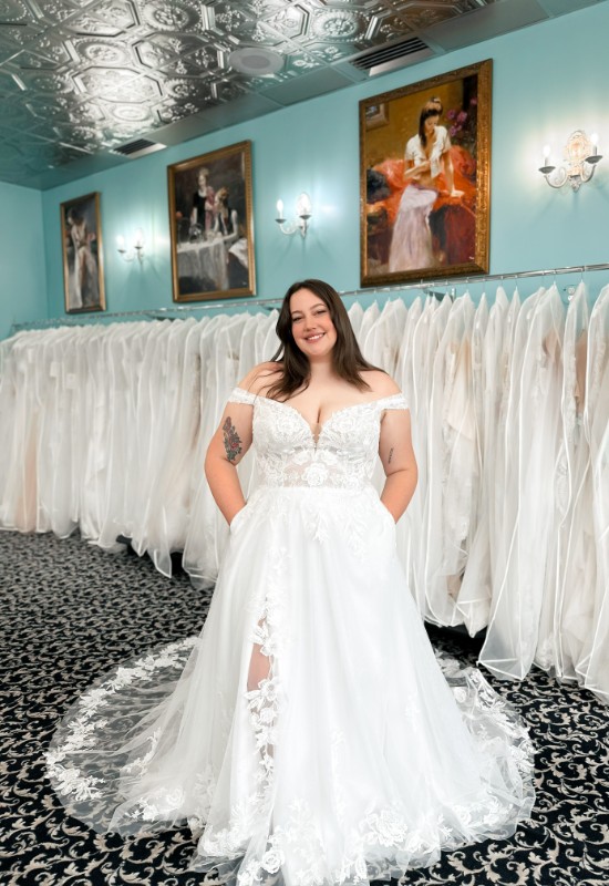 Stellas Collection Silva A-line wedding dress at love it at stellas bridal in westminster MD