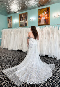 Swift - Stella's Bridal Love it at Stella's Independent Design Collection - Blue Floral boho lace wedding dress at Love it at Stellas Bridal In Westminster MD
