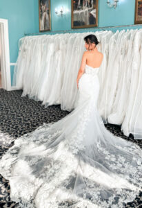 Vassa - Stella's Bridal Maximalist Fitted Strapless Wedding Dress with Detachable Lace Long Sleeve Jacket at Love it at Stella's Bridal Boutique in Westminster Maryland