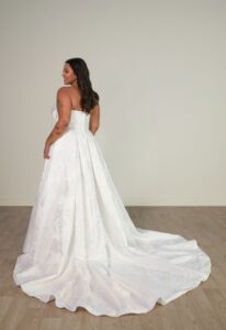 Chase - Stella's Bridal Stella York SY8084 Floral Jacquard Strapless Plus Size Wedding Dress at Love it at Stella's Bridal Boutique in Westminster, Maryland