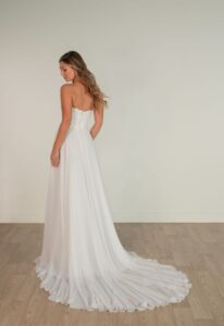 Cora - Stella's Bridal Stella York SY8145 Strapless Chiffon Beach Wedding Dress at Love it at Stella's Bridal Boutique in Westminster, Maryland
