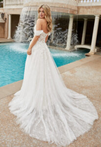 Mae - Stella's Bridal Casablanca Bridal Mae Floral Off-the-shoulder lace wedding dress at love it at stella's bridal in Westmisnter, Maryland