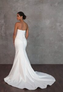 Phoebe - Stella's Bridal Essense of Australia D4300 Sweetheart Neckline Fitted Satin Ruched Wedding Dress at Love it at Stella's Bridal Boutique in Westminster, Maryland