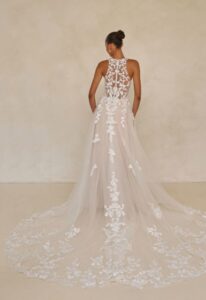 Warner - Stella's Bridal Madi Lane Warner Lace Halter A-line Wedding Dress at love it at stella's bridal boutique in Westminster Maryland