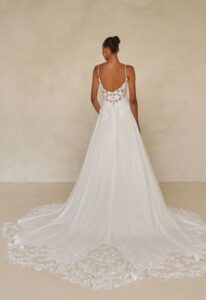 Whyte - Stella's Bridal Madi Lane Whyte Chiffon and Lace A-line Wedding Dress at love it at stella's bridal boutique in Westminster Maryland