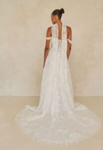 Wilder - Stella's Bridal Madi Lane Wilder Textured Chiffon Boho A-line Wedding Dress at love it at stella's bridal boutique in Westminster Maryland