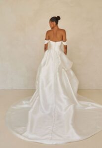 Woods - Stella's Bridal Madi Lane Woods Satin ballgown with pick-ups Wedding Dress at love it at stella's bridal boutique in Westminster Maryland
