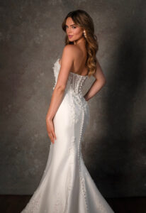 Essense of Australia D4275 sexy 3d flower fit and flare wedding dress at Love it at Stella's Bridal Shop in Westminster, Maryland