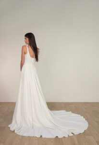 Helena - Stella's Bridal Stella York SY8180 basque waist crepe flowy wedding dress at Love it at Stella's Bridal in Westminster, Maryland