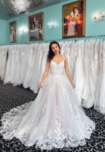 Clementine - Stella's Bridal Glam lace a-line Wedding dress at Love it at Stella's Bridal in Westminster Maryland
