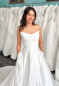 Remi - Stella's Bridal Satin A-line Wedding dress at Love it at Stella's Bridal in Westminster Maryland