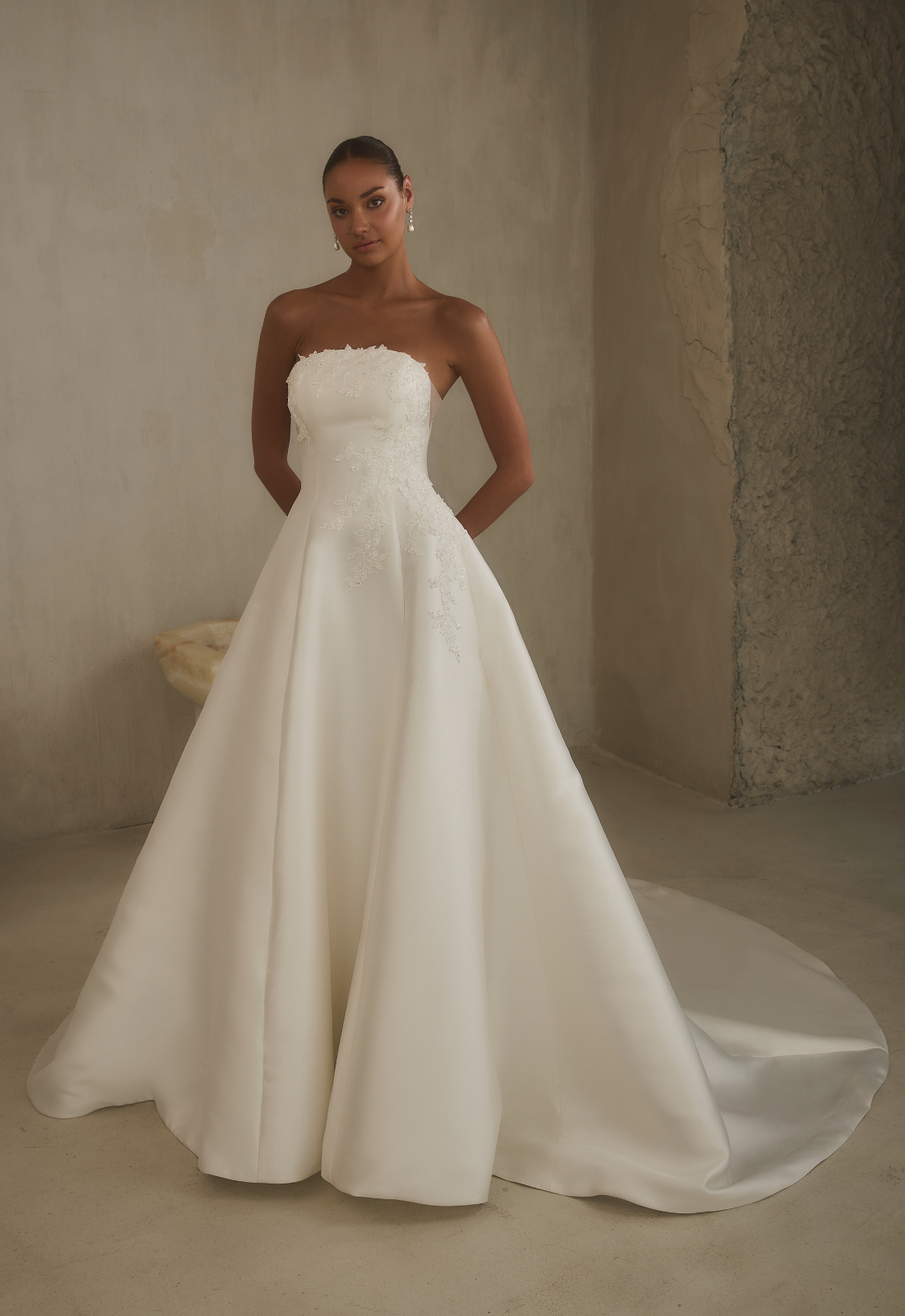 Hadley - Stella's Bridal Casablanca Bridal 2624 Hadley Satin and lace a-line wedding dress at Love it at Stella's Bridal in Westminster, MD