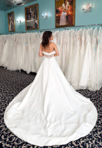 Cache - Stella's Bridal Cache Stella's Exclusive Satin A-line Wedding Dress at Love it at Stella's Bridal Shop in Westminster Maryland