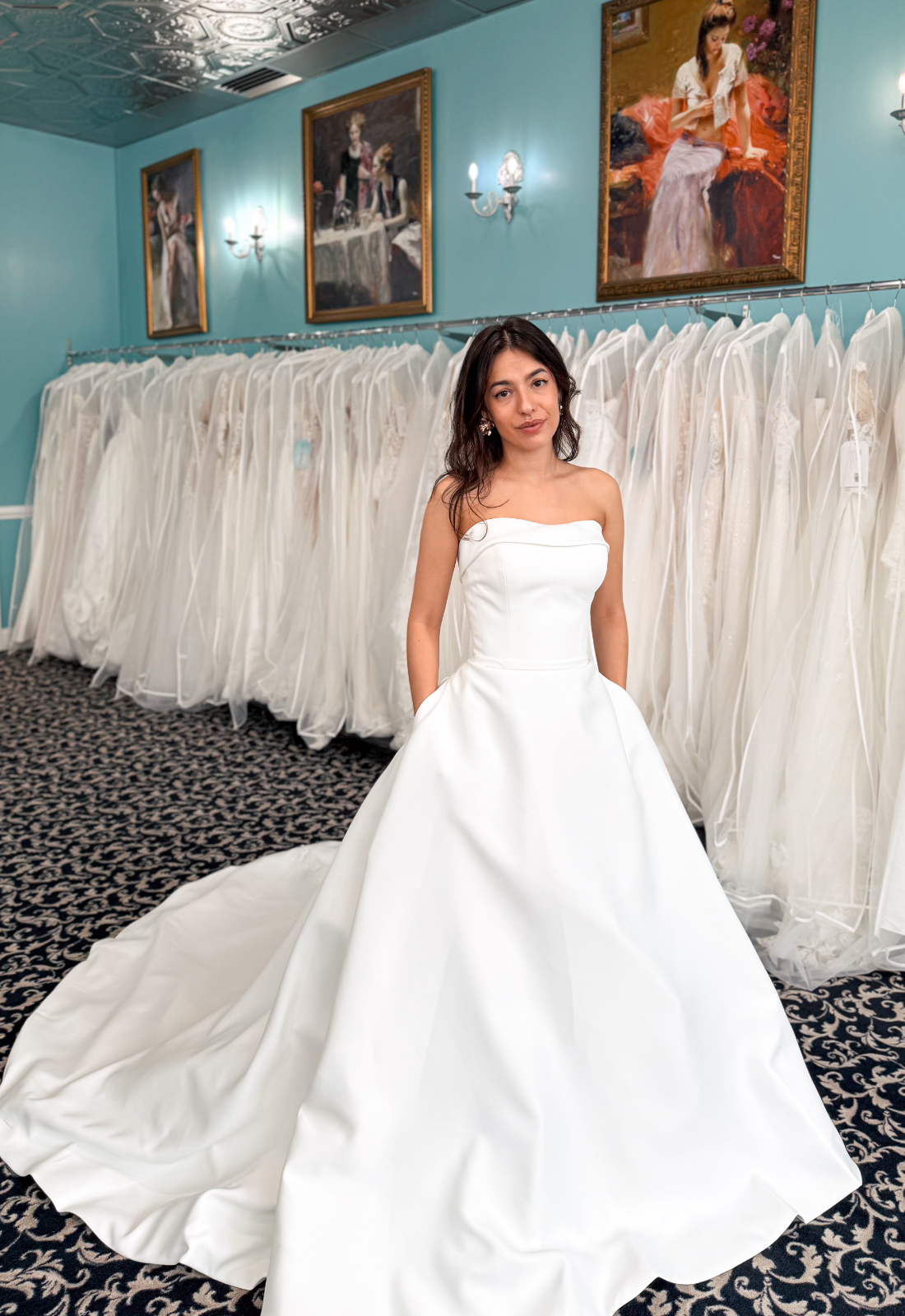 Cache - Stella's Bridal Cache Stella's Exclusive Satin A-line Wedding Dress at Love it at Stella's Bridal Shop in Westminster Maryland