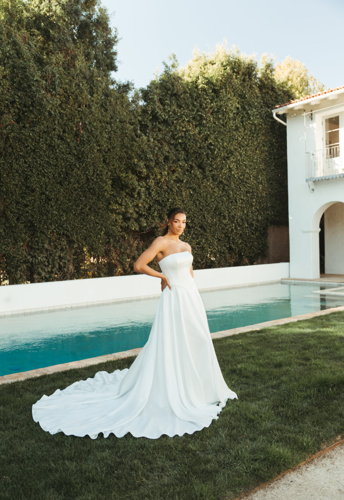 Pearl - Stella's Bridal Stella York Style SY8091 Modern Strapless Tie-Up Wedding Dress at Love it at Stella's Bridal in Westminster Maryland
