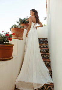 Pearl - Stella's Bridal Stella York Style SY8091 Modern Strapless Tie-Up Wedding Dress at Love it at Stella's Bridal in Westminster Maryland