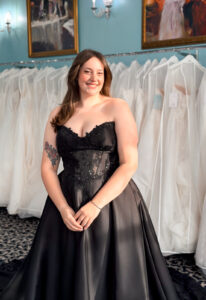 Navani - Stella's Bridal Black Wedding Dress Featuring Scoop Neckline and Beaded Lace Designed by the Stella's Collection at Love it at Stella's Bridal in Westminster Maryland