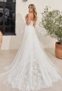 Sydney - Stella's Bridal Casablanca Sydney wedding dress featuring a soft a-line silhouette with sweetheart neckline, tulle and lace skirt, and keyhole details. Available at Stella’s Bridal in Westminster, Maryland.