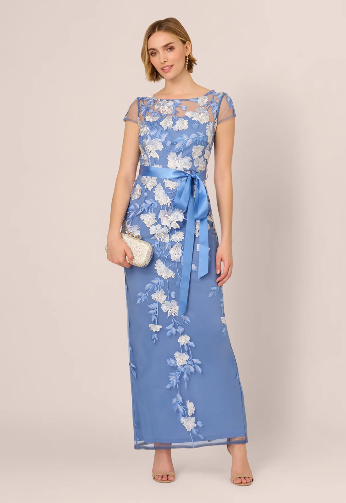 Mother of the bride and groom dress available at Stella’s Bridal in Maryland, featuring an elegant silhouette, flattering fit, and timeless design for a sophisticated wedding day look.