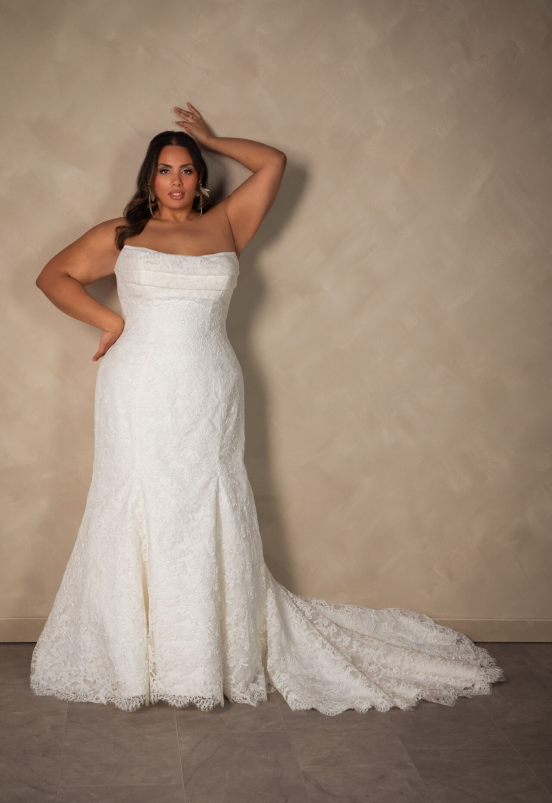 Ramona Essense of Australia D4522 Fitted Lace Wedding Dress with Cat eye Neckline at Love it at Stella's Bridal in Westminster Maryland