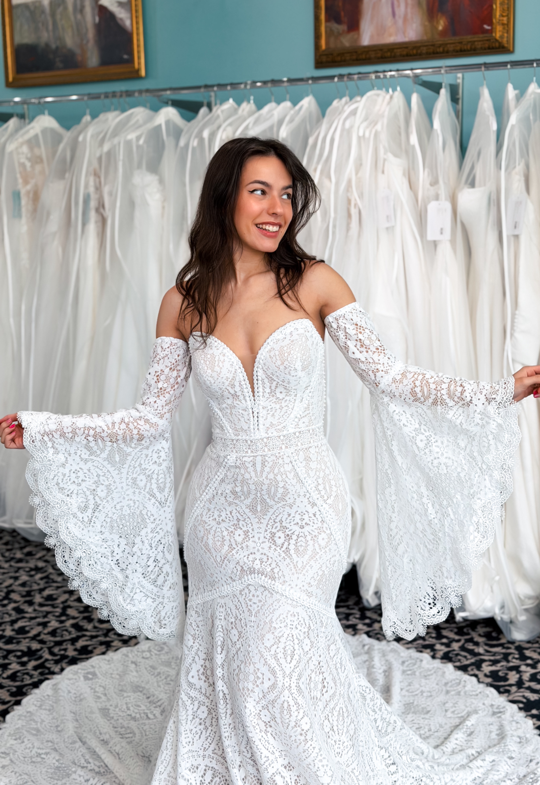 Echo - Stella's Bridal Love it at Stella's Exclusive Collection Dress Echo vintage boho Bridal Gown at Love it at Stellas Bridal in Westminster Maryland