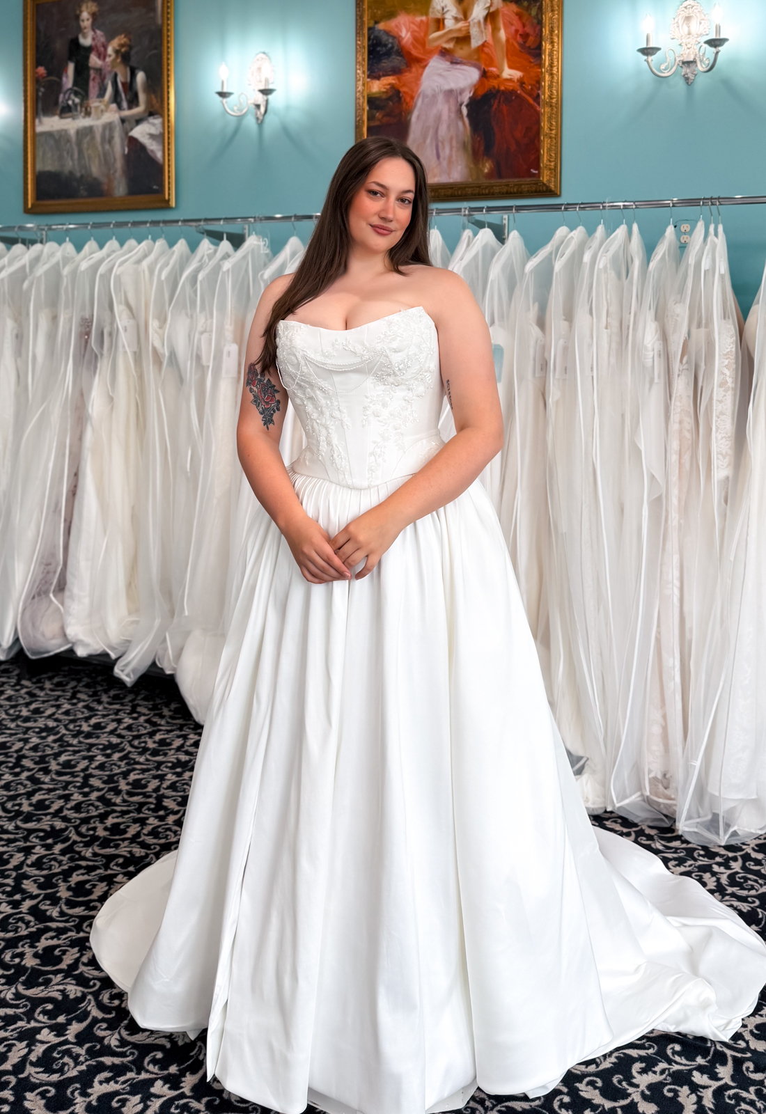 Jewel - Stella's Bridal A wedding gown from Stella's Private Collection featuring exclusive bridal design elements such as intricate lace, elegant draping, luxurious fabrics, and timeless silhouettes. Each gown is uniquely curated and available exclusively at Love it at Stella's Bridal.
