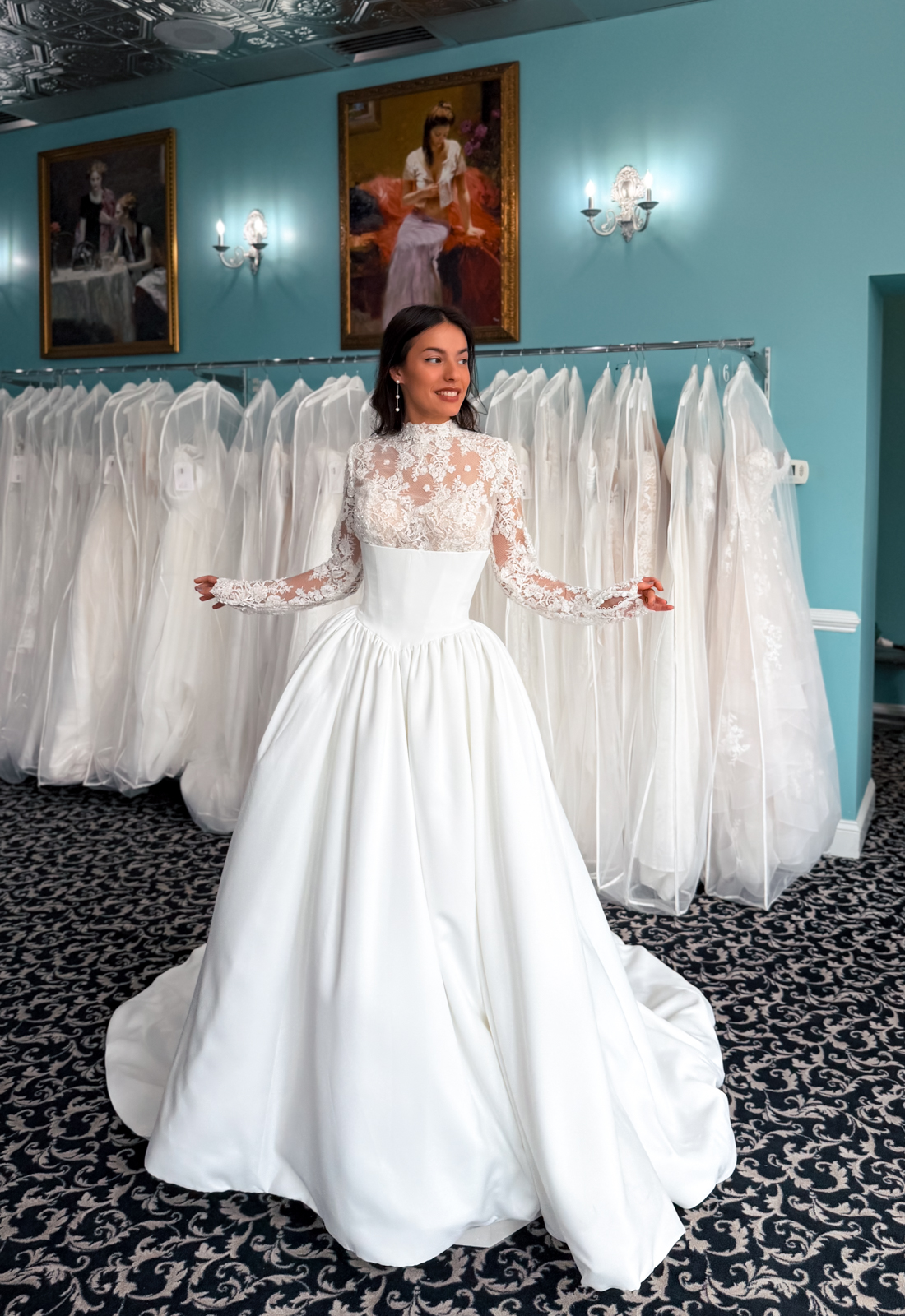 Jupiter - Stella's Bridal A wedding gown from Stella's Private Collection featuring exclusive bridal design elements such as intricate lace, elegant draping, luxurious fabrics, and timeless silhouettes. Each gown is uniquely curated and available exclusively at Love it at Stella's Bridal.
