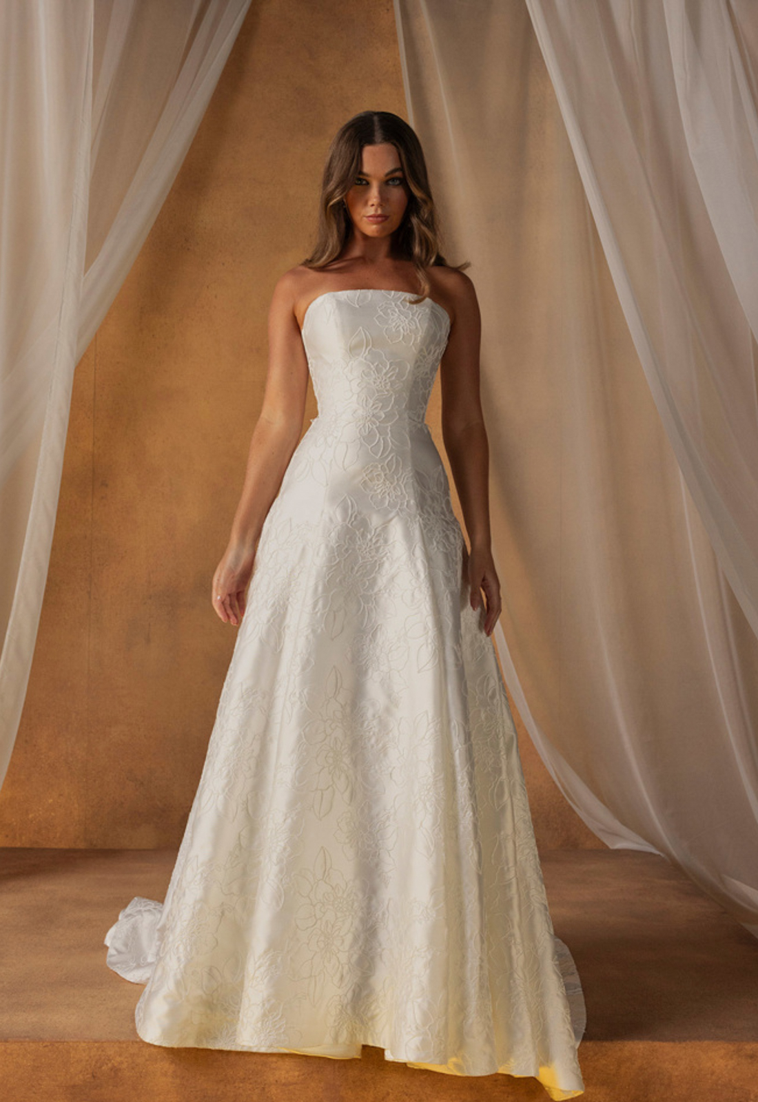 Normandy - Stella's Bridal Nomandy ML2648 from Madi Lane Bridals Dropped Waist Brocade Wedding Dress available at Love it at Stella's