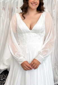 Brilynn - Stella's Bridal Chiffon Long Sleeve Wedding dress at Love it at Stella's Bridal in Westminster Maryland