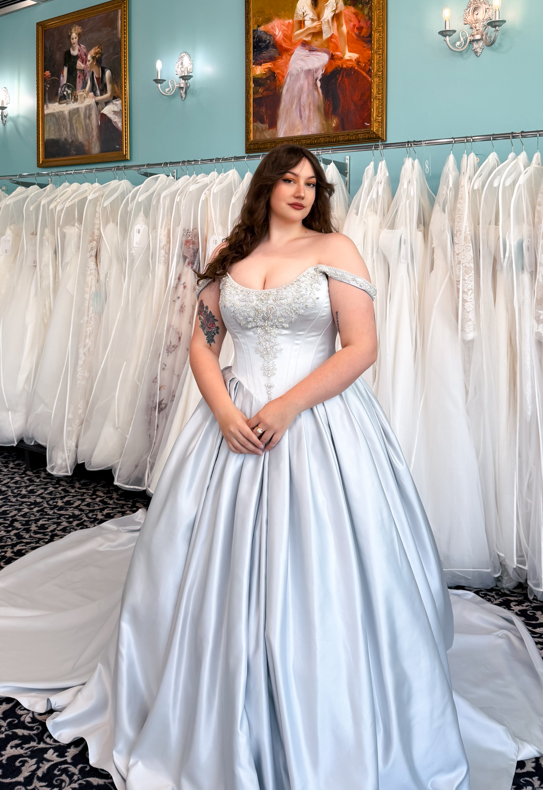 Callista - Stella's Bridal Essense of Australia D4485 blue crystal beaded ballgown wedding dress at Love it at Stella's Bridal Shop in Westminster, Maryland