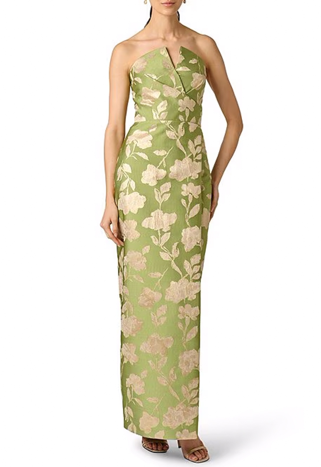 Discover MD1E210123 by Aidan Mattox, a fitted mother of the bride or groom dress featuring a floral brocade fabric. Shop at Stella’s Bridal in Westminster, MD.